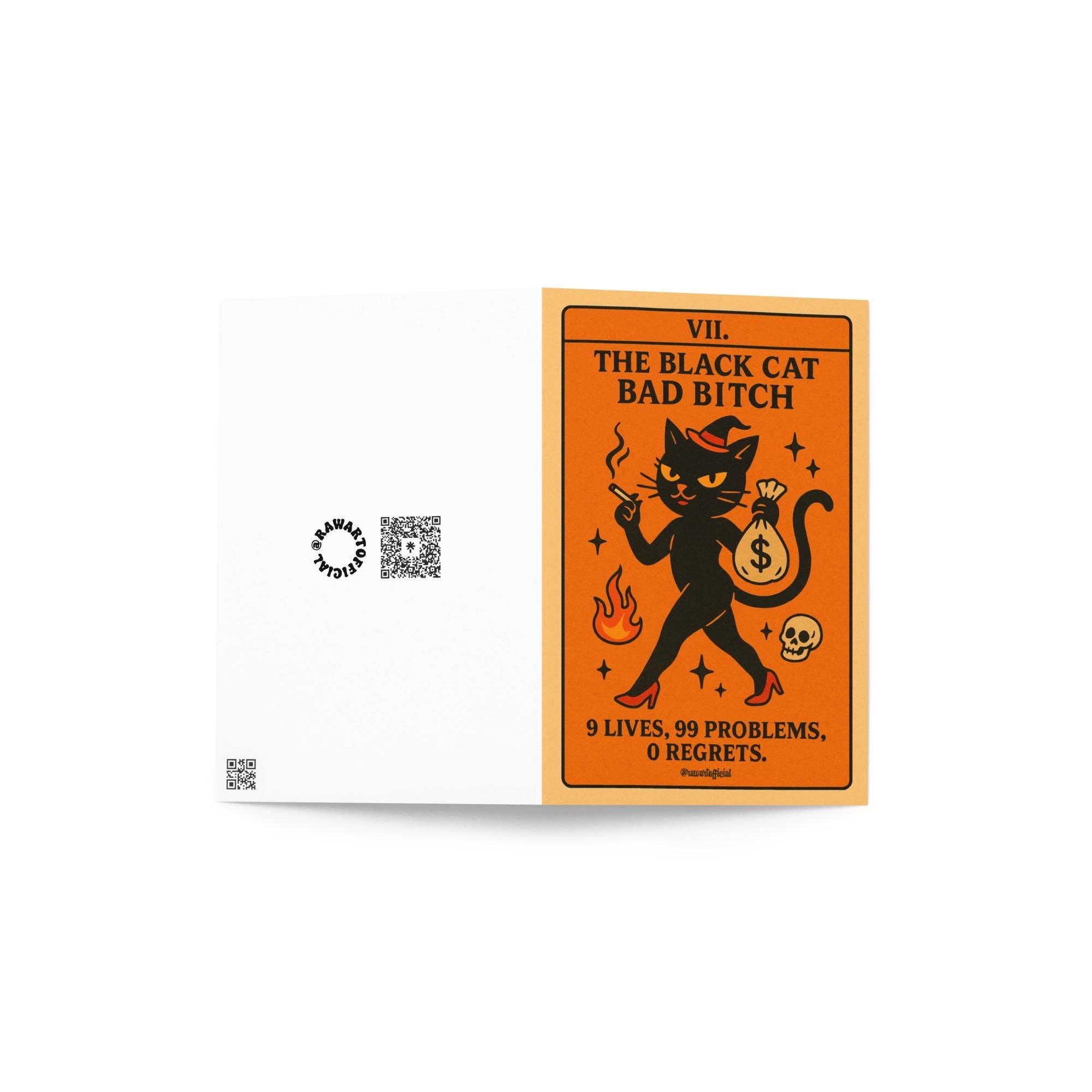 Hot Mess Paper Co. – Engroshandel Fødselsdagskort – Sort Kat Dårlig B*tch Tarotkort: Uhyggeligt Gotisk Halloween Fødselsdagskort3