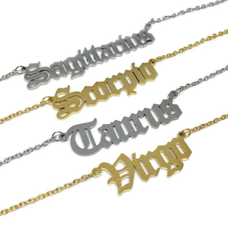 Gifts From The Crypt - Vente Colliers à pendentif - Collier Signe du Zodiaque Ancien Anglais Horoscope Gothique Astrologie6