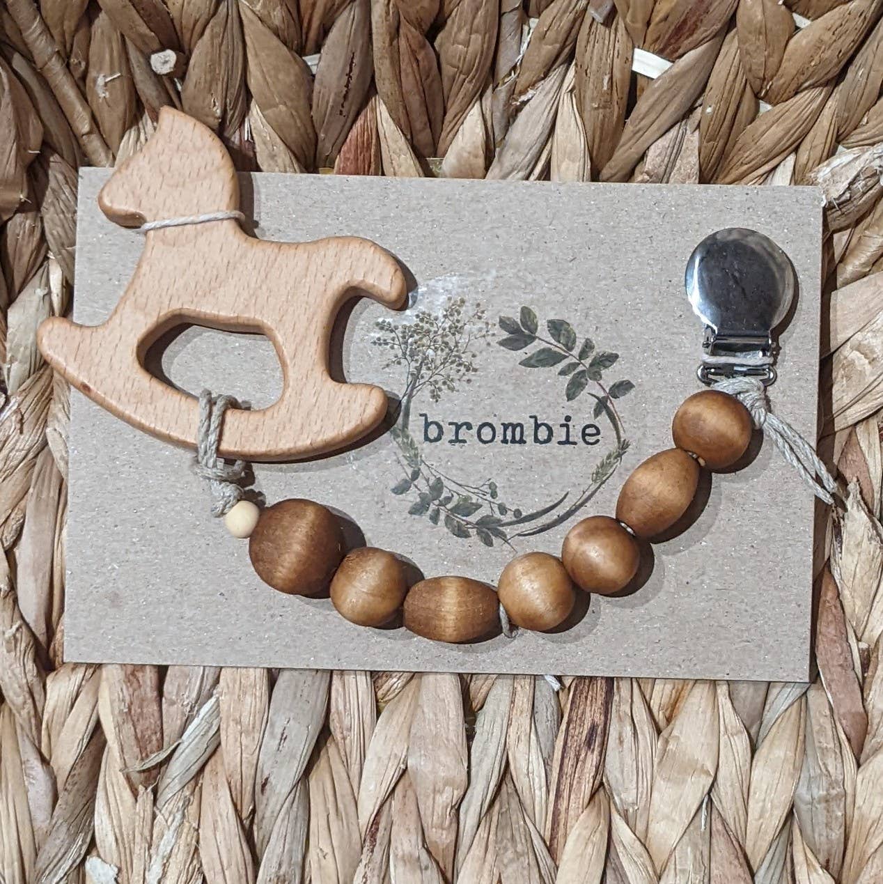 Brombie - Wholesale Pacifier Clip - Baby - Interchangable wooden pacifier clip with wooden teether2
