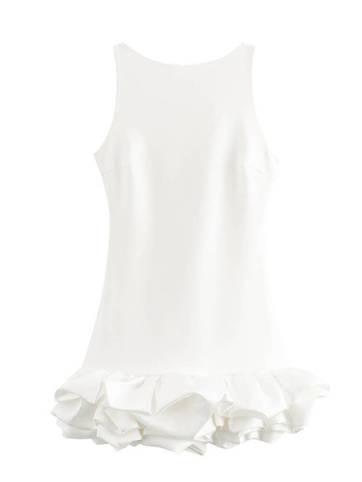 DE VAVE - Wholesale Dress - Women's - Sleeveless Ruffle Hem Bodycon Mini Dress