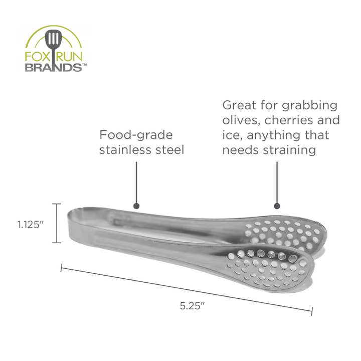 Fox Run Brands - Wholesale Kitchen Tong - Fox Run Stainless Steel Mini Straining Tongs, 5"