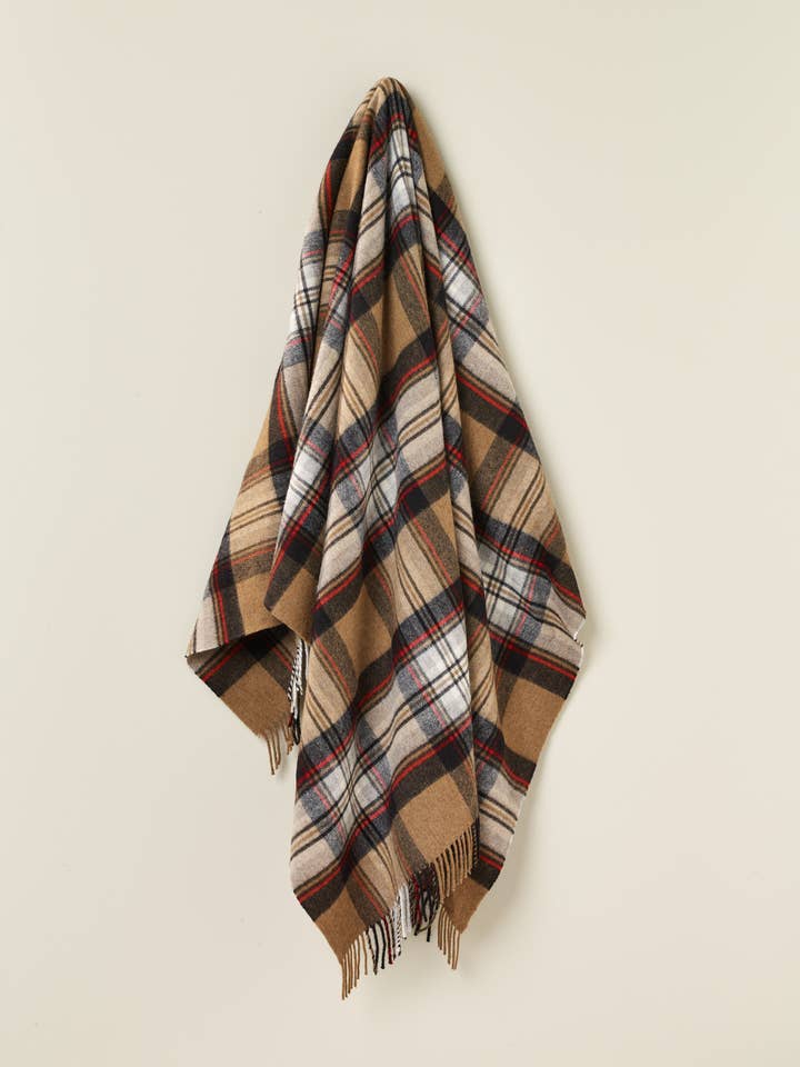 Camel Stewart Clan - Merino Lambswool Throw - Made in UK for wholesale by Bronte Moon