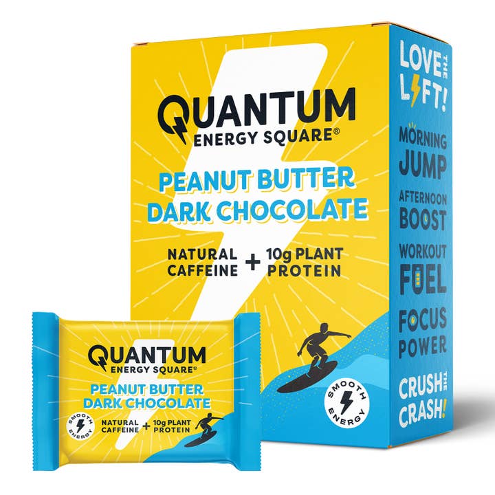 Quantum Energy Square - Wholesale Snack Bar - Peanut Butter Dark Chocolate, Caffeine & Protein Bar