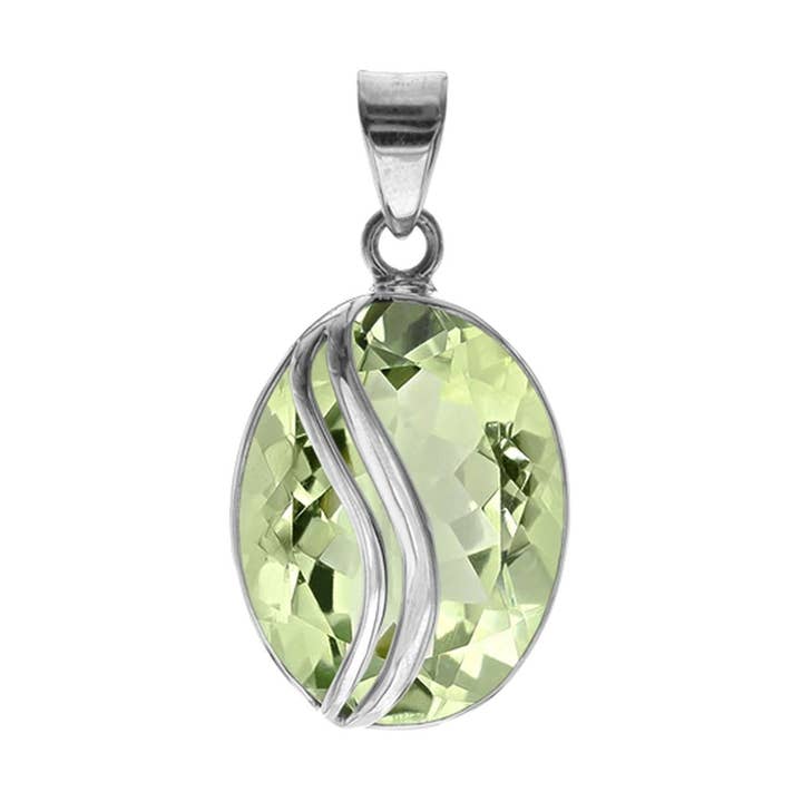 Pendentif améthyste verte Viola avec superposition de rayures pour la vente par Kali Ma Designs - Sterling Silver Jewellery