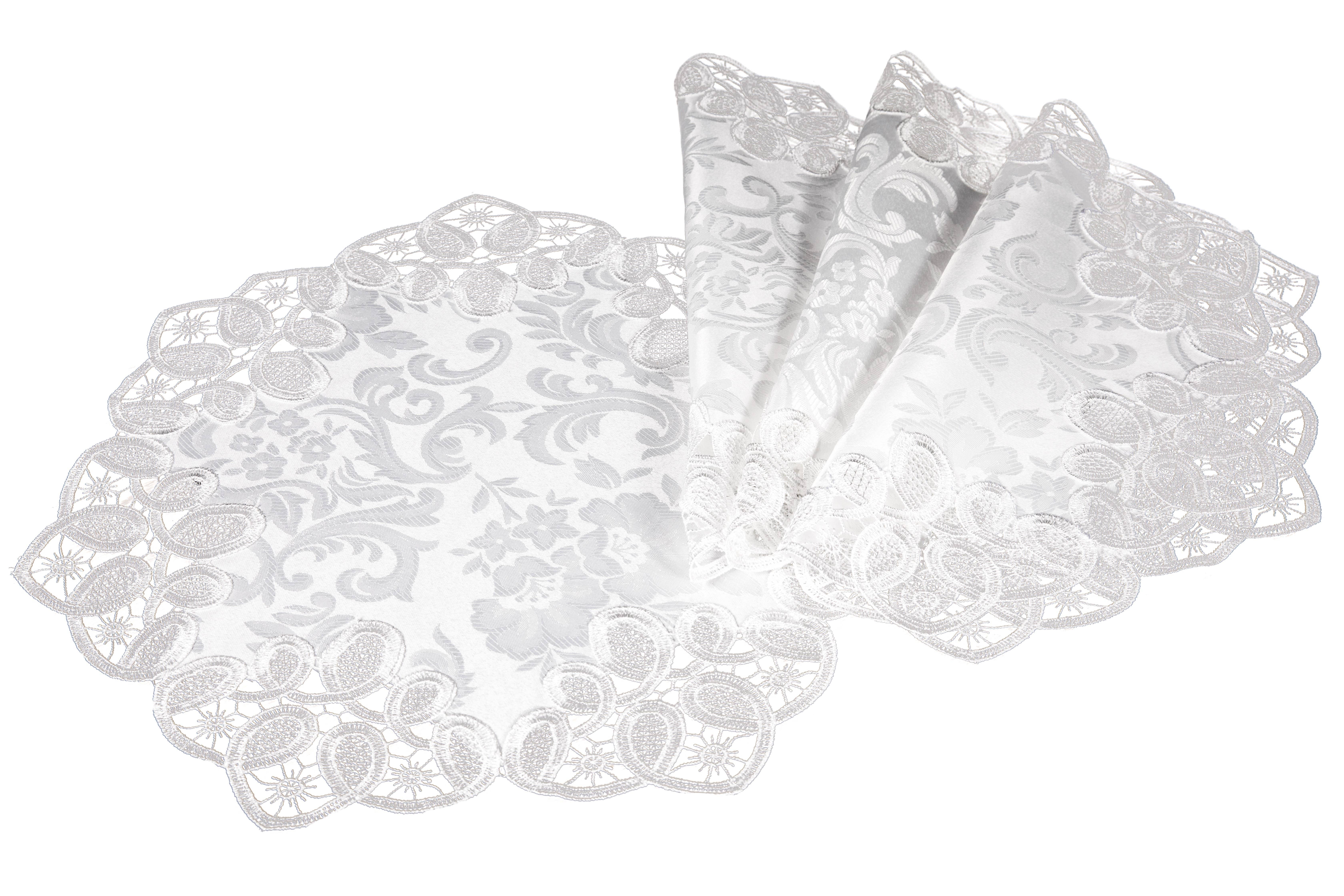 Xia Home Fashions & Manor Luxe – wholesale Placemat – 15" Round Antebella Lace Embroidered Placemats - Set of 40