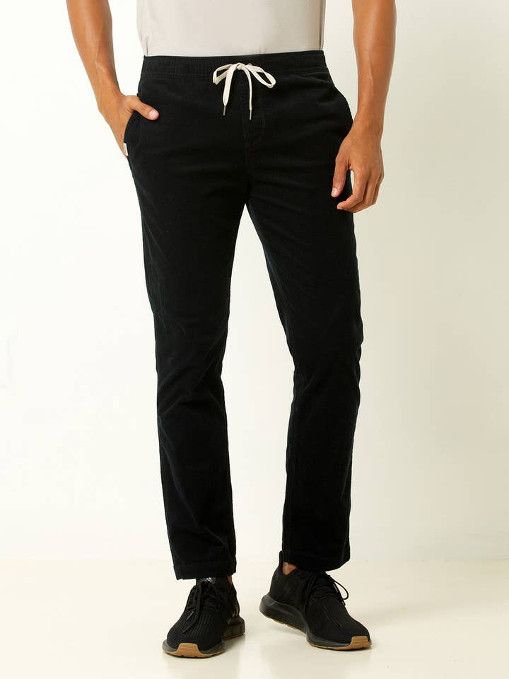 Drawstring Corduroy Pants - Deep Navy for wholesale by Single Stitch