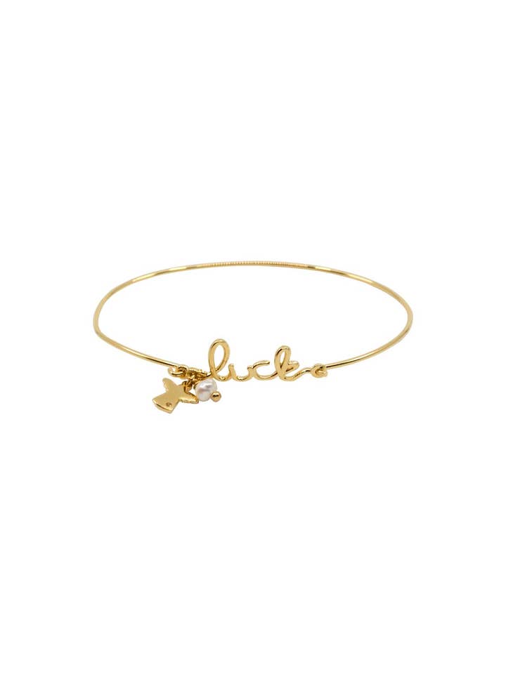 Thin Luck Bangle Bracelet with Tiny Angle Charm for wholesale by Atelier Petites Pierres