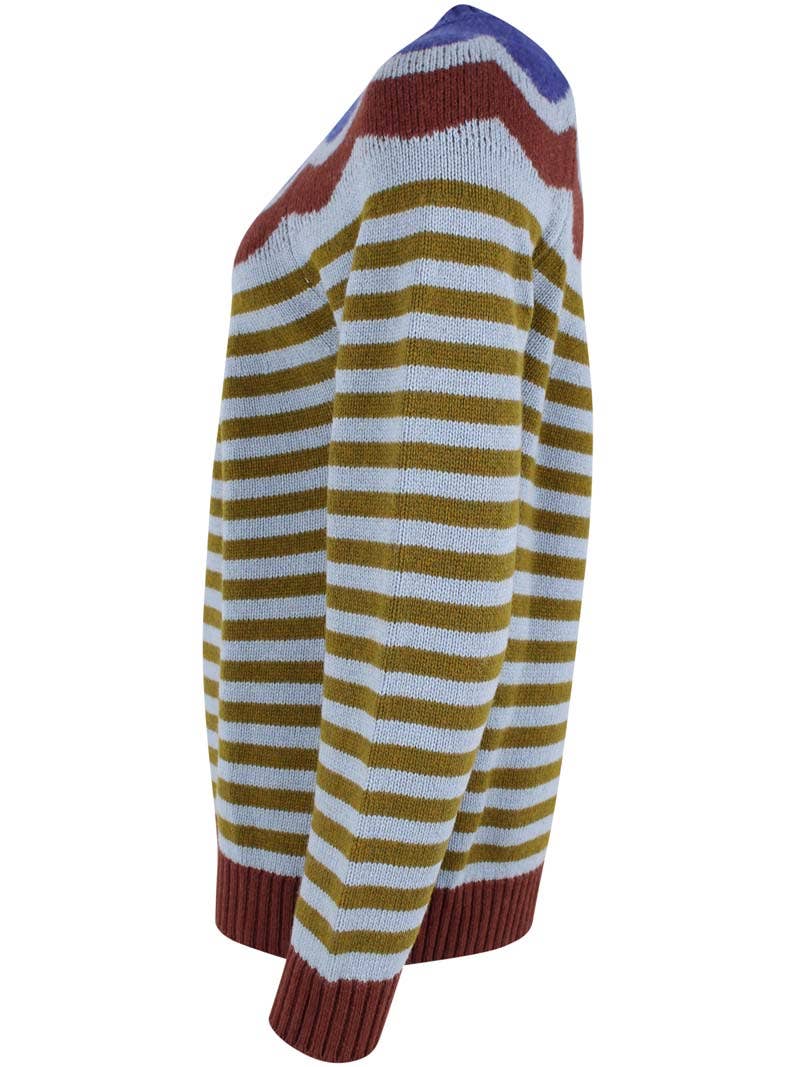 Danefae København - Vente Pull en maille – femme - Pull en laine Daneglamping bleu gris/olive9