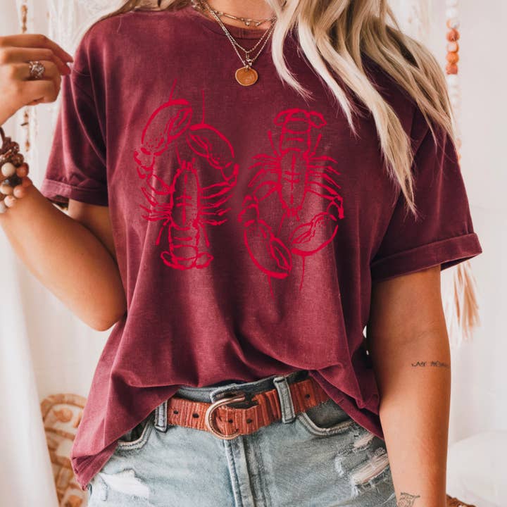 Shoppe SHC - Wholesale T-Shirt (Graphic) - Women's - Spring 2025 Coastal Aesthetic Lobster | Graphic Tee |Gildan 19