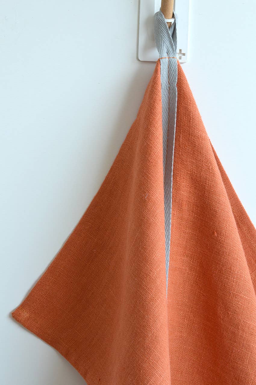 Linen Way Inc. - Wholesale Tea Towel - Tangerine Dream Linen Tea Towel Orange & Grey2