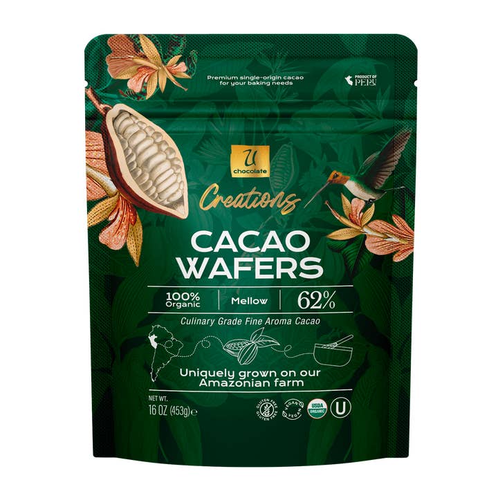 Organic Cacao Wafers 62% | Creations | 16 oz for wholesale by U Chocolate