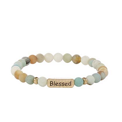 Kaleidoscope Accessories - Wholesale Beaded Bracelet - Stretch Stone Beads Inspirational Bar Bracelet, 4 Assorted1