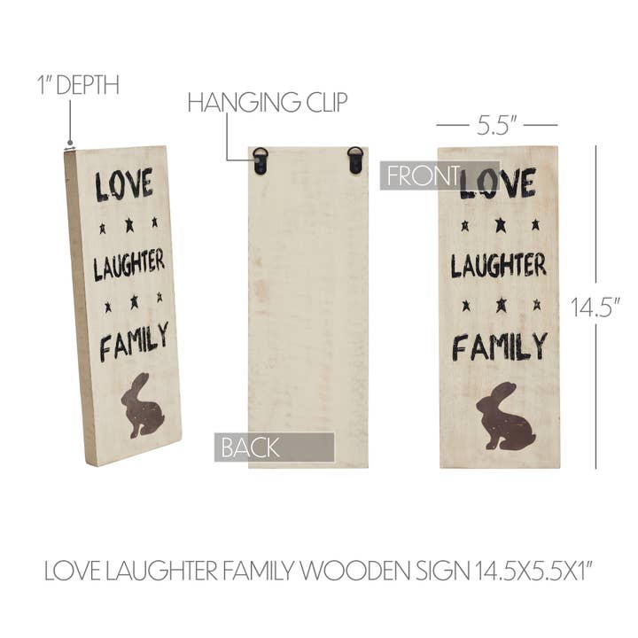 VHC Brands - Wholesale Sign - Love Laughter Family Wooden Sign 14.5x5.5