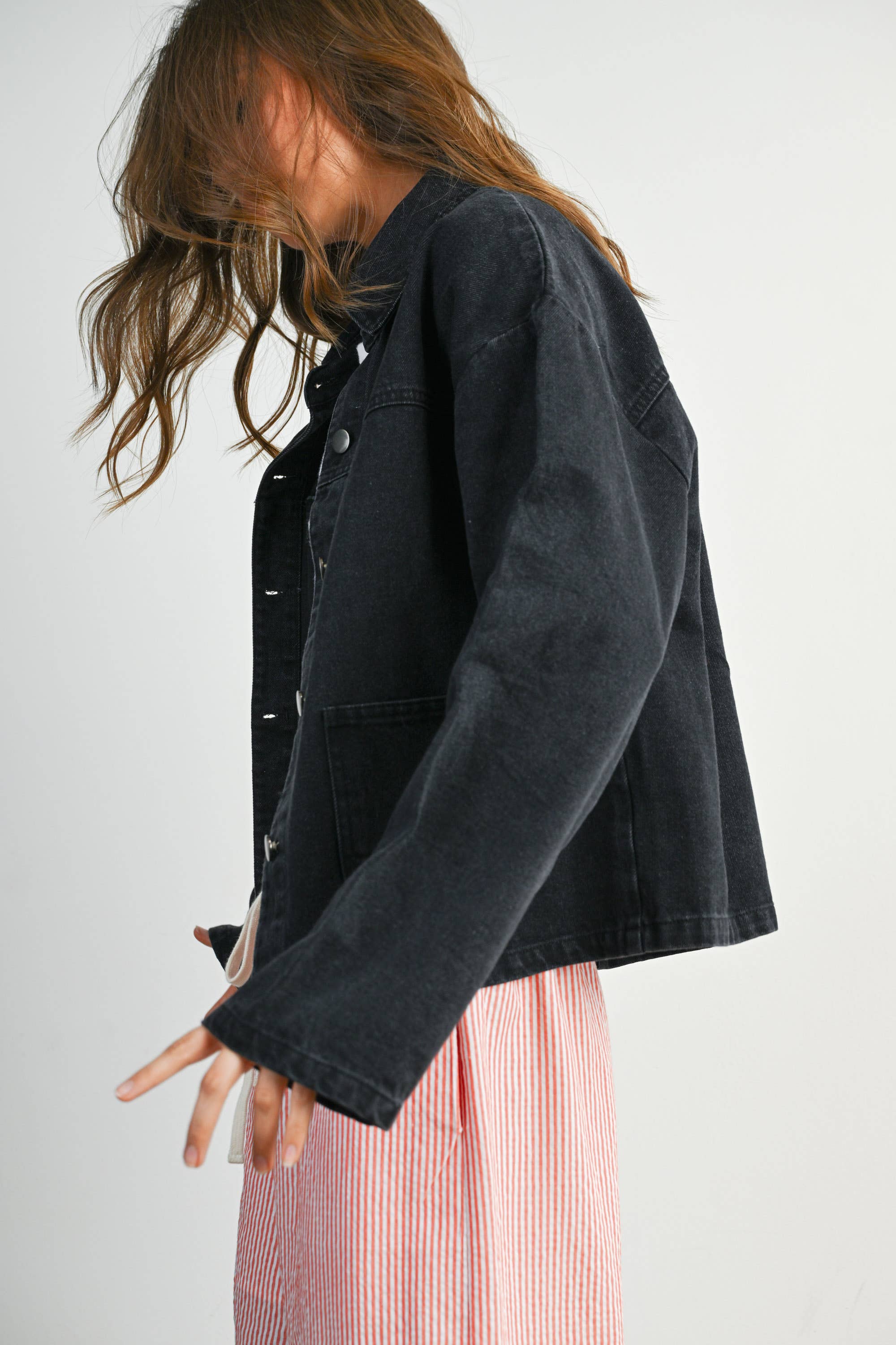 BUTTERMELON - Wholesale Denim Jacket - Women's - Button-Down Jacket with Shirt Collar and Pockets - BMJ782117