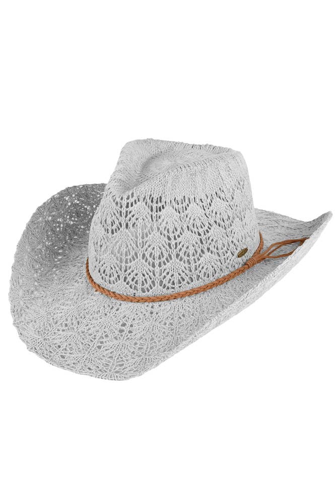 Hana – Chapéu de cowboy - Mulher por atacado – Chapéu de Cowboy de Tricô com Cordão em Ferradura C.C1