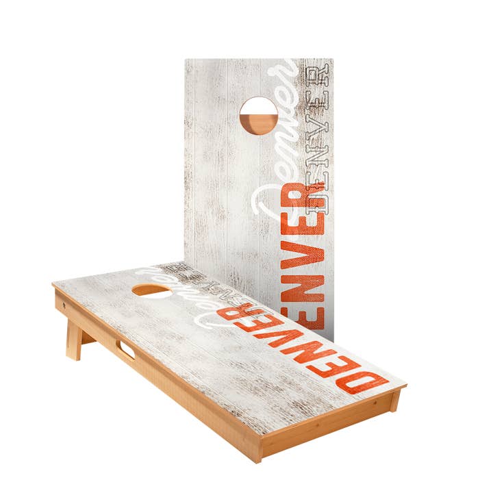 Denver Football Vintage Gameday Star Cornhole Boards for wholesale by American Cornhole Association