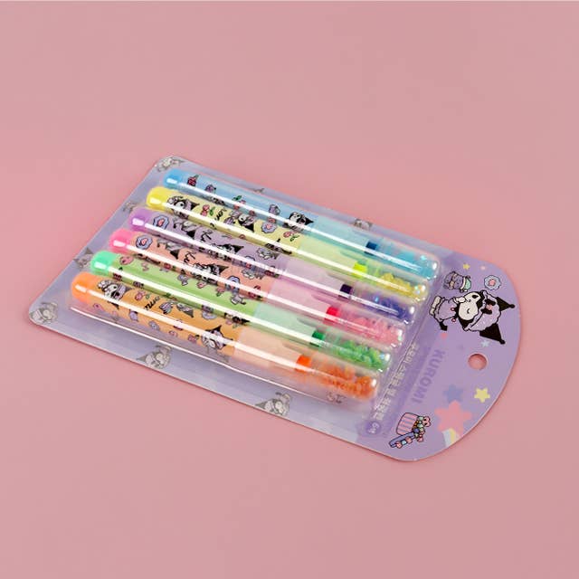 K_Wonderland - Wholesale Highlighter - Sanrio Star Shape Highlighter with Spangle Cap 6PCS set