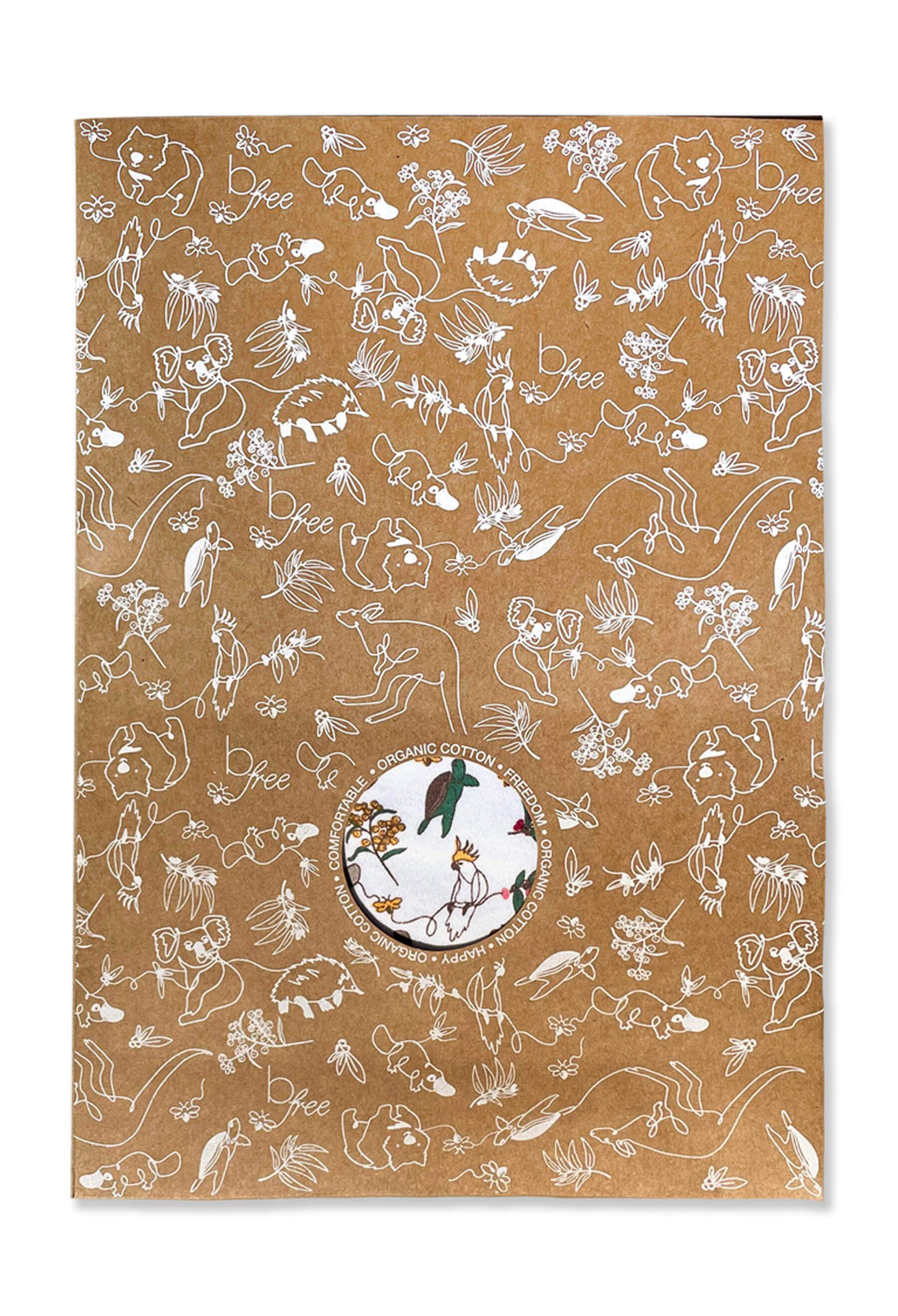 2-Way Zip Baby Sleepsuit with Foldable Mitts - 100% Organic Cotton - Native Aussie Animals for wholesale on Faire6