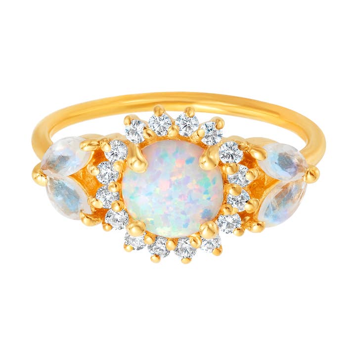 Opal & Diamond Sunflower Queen Ring for wholesale by La Kaiser