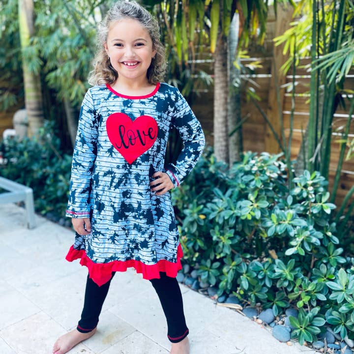 AnnLoren - Vendita all'ingrosso Completo top e leggings - Bambini - Leggings da ragazza con cuoricini rossi in tinta unita, abbigliamento per San Valentino