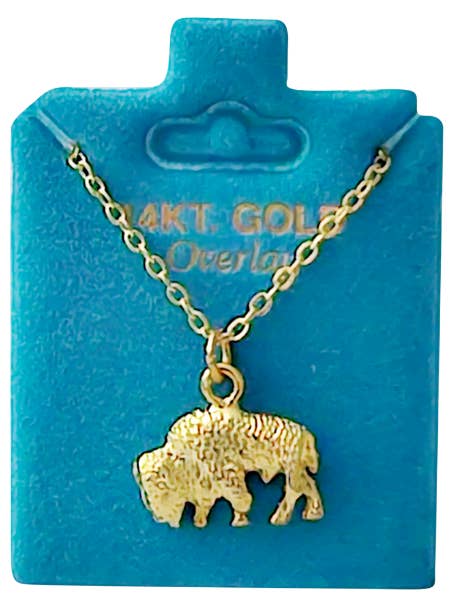 Hergestellt in den USA Bison-Halskette erhältlich in Gold oder Silber für den Großhandel von New England Gold Inc.