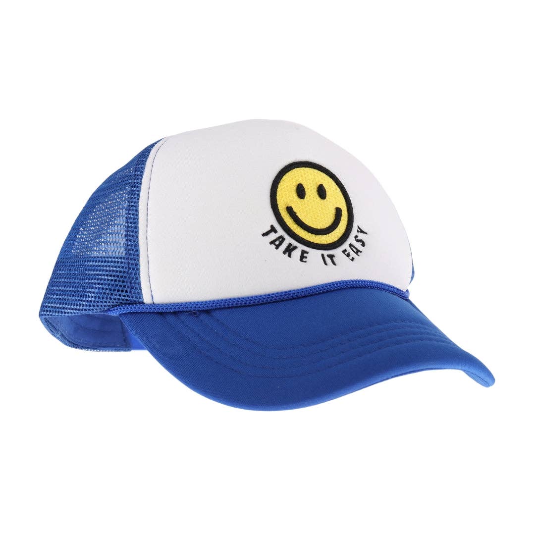 C.C Beanie - Wholesale Trucker Hat - Women's - Take it Easy Smiley Face C.C Trucker Ball Cap TCB014