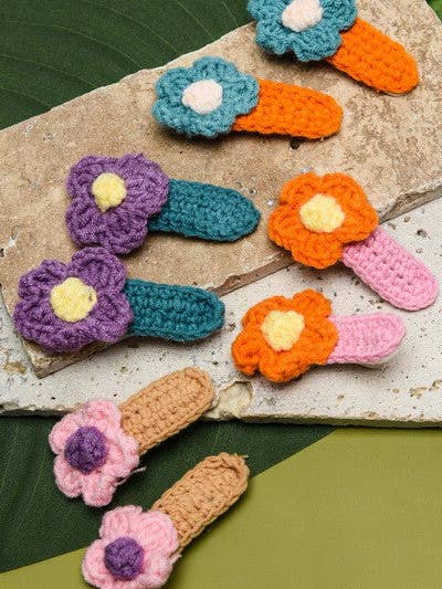 2PC EASTER FLOWER CROCHET HAIR PIN CLIPS | 40H370 for wholesale by JOSSLYN by wall to wall