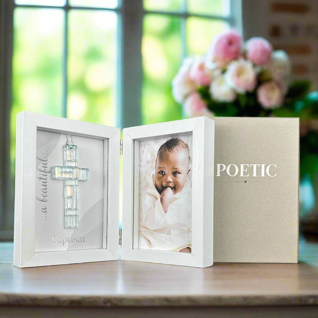 The Grandparent Gift Co. Inc. - Wholesale Picture Frame - Kids & Baby - Baby Baptism Cross Keepsake Frame 4x6 Shadow Box 50022