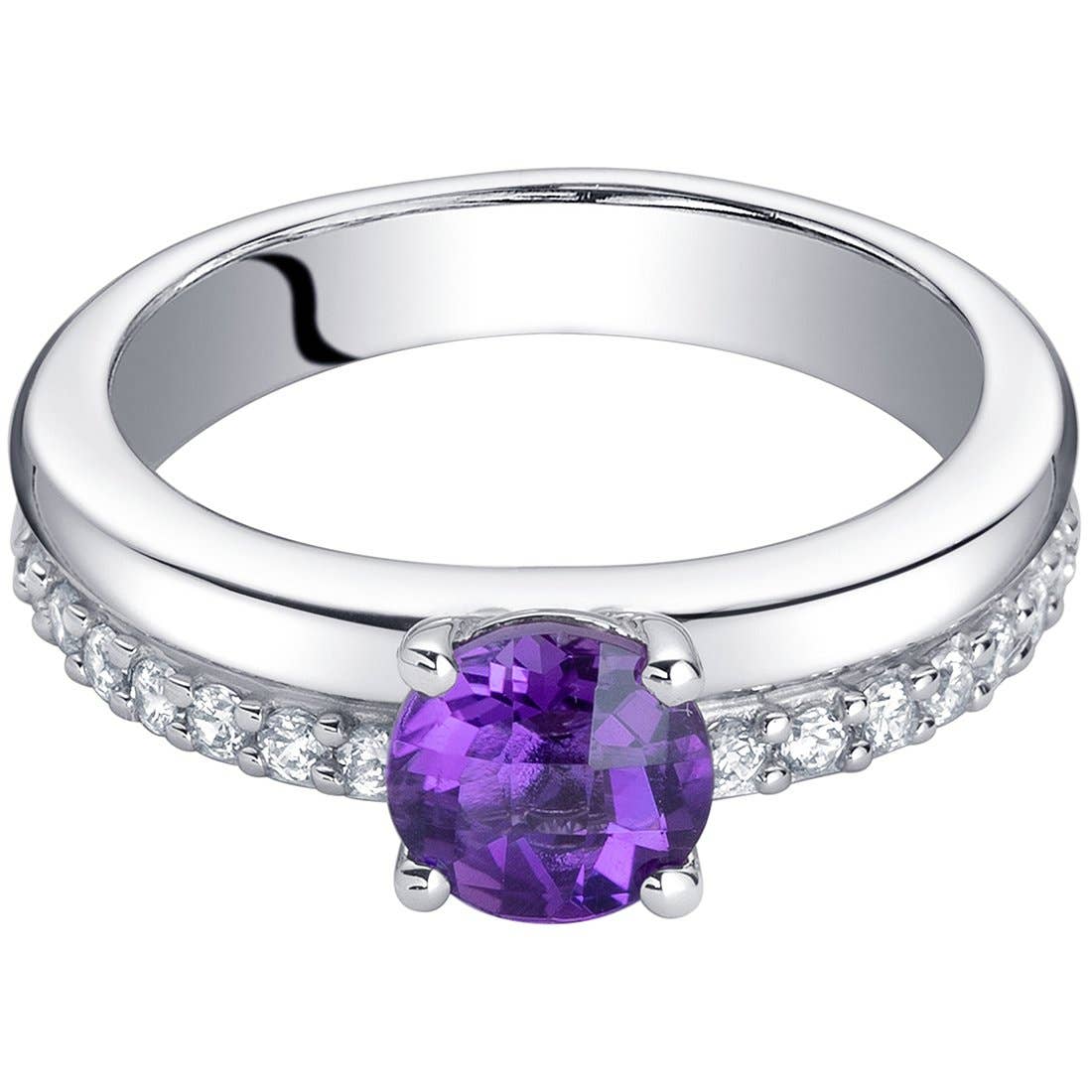 Peliani - Wholesale Multi-Stone Ring - Genuine Amethyst Sterling Silver Ring Round Shape Size 71
