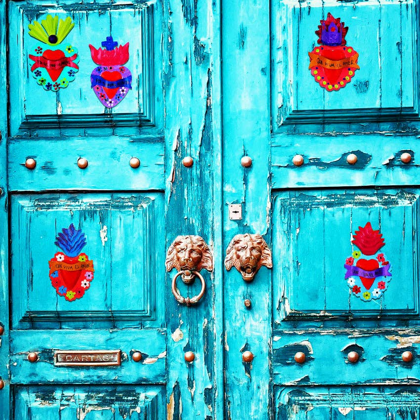 PINK PAMPAS - Wholesale Wall Accent - Heart in metal Mexican Ex Voto with Love Quote3