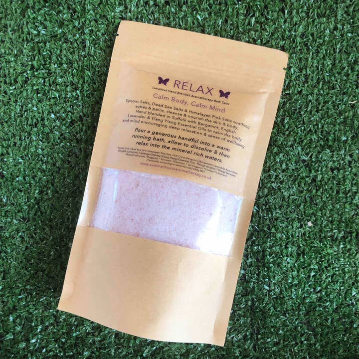 Relax Aromatherapy Bath Salts for wholesale by Cuff & Fluff
