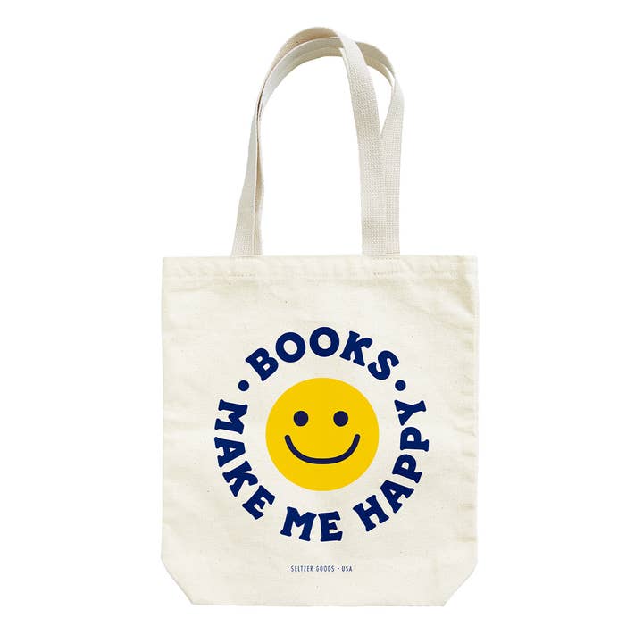 Seltzer Goods - Wholesale Tote Bag - Women's - Happy Books Smiley Tote Bag