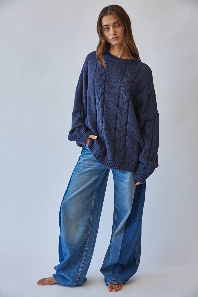 Creamon - Wholesale Knit Sweater - Women's - NSW3211-NAVY9