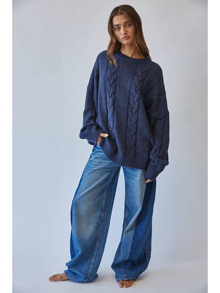 Creamon - Wholesale Knit Sweater - Women's - NSW3211-NAVY9