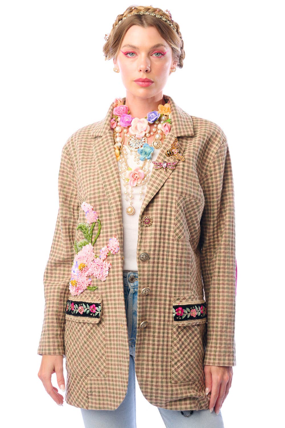 Aratta | Women's Fashion - Wholesale Blazer - Women's - Diana Beige Floral Blazer | Plaid Blazer | Flowery Jacket18