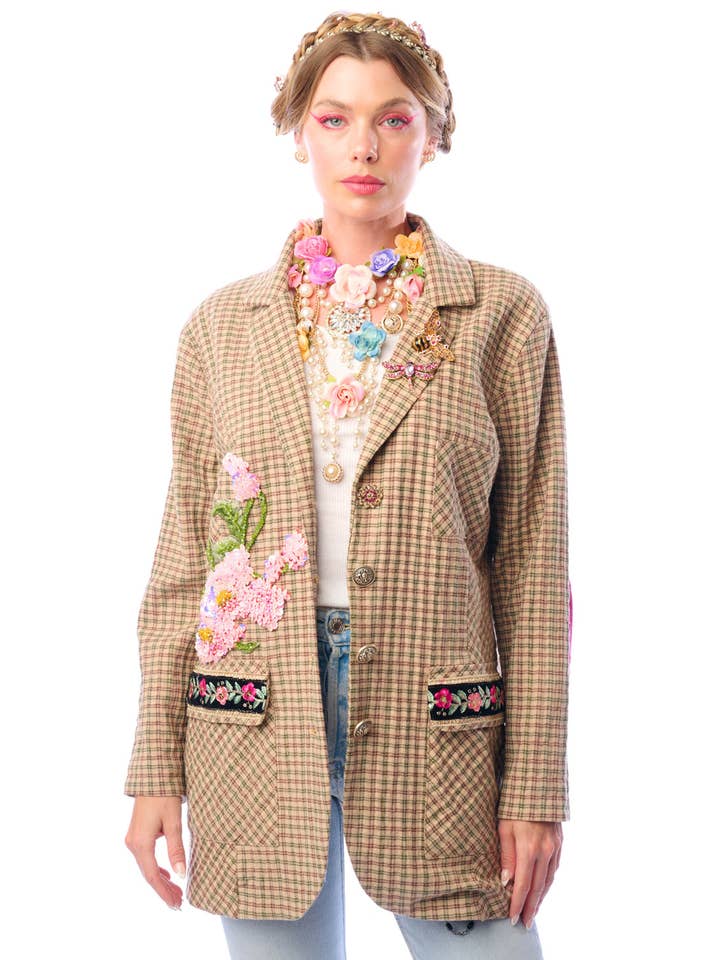 Aratta | Women's Fashion - Wholesale Blazer - Women's - Diana Beige Floral Blazer | Plaid Blazer | Flowery Jacket18
