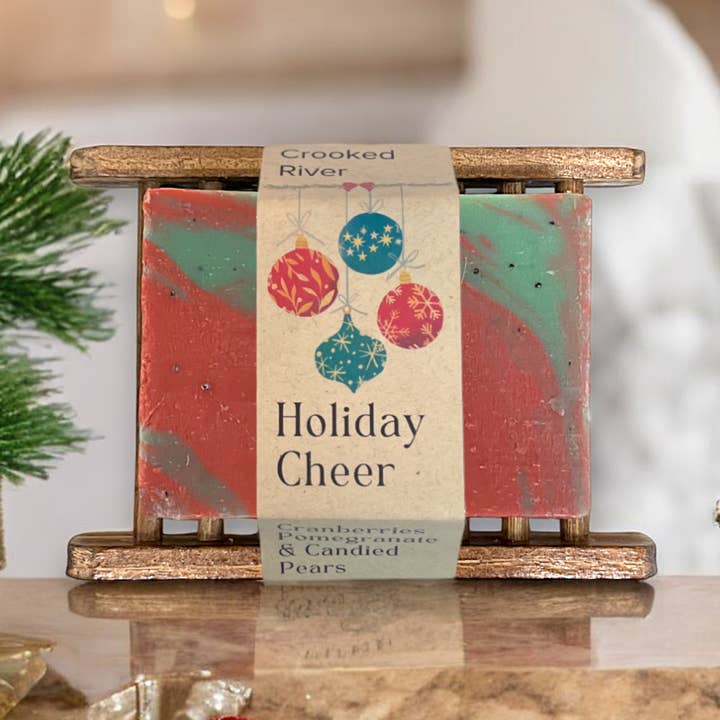 Holiday Cheer Soap with Bamboo Soap Saver | Winter+Holiday for wholesale by Crooked River Candle