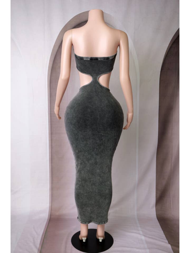 Dalia Studio - Wholesale Dress - Women's - MINERAL WASH BODYCON BANDEAU MAXI DRESS2