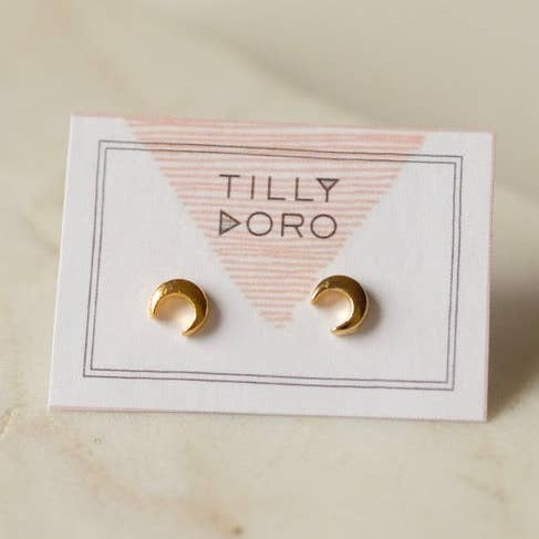 small crescent stud for wholesale by Tilly Doro