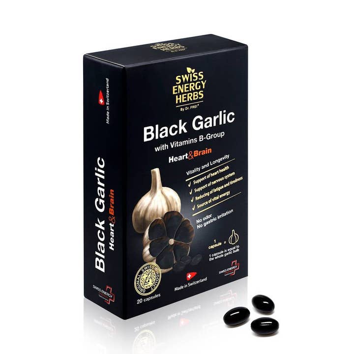 Swiss Energy Herbs Svartvitlökskosttillskott med B-vitaminer för wholesale av SwissHerbs Pharma GmbH