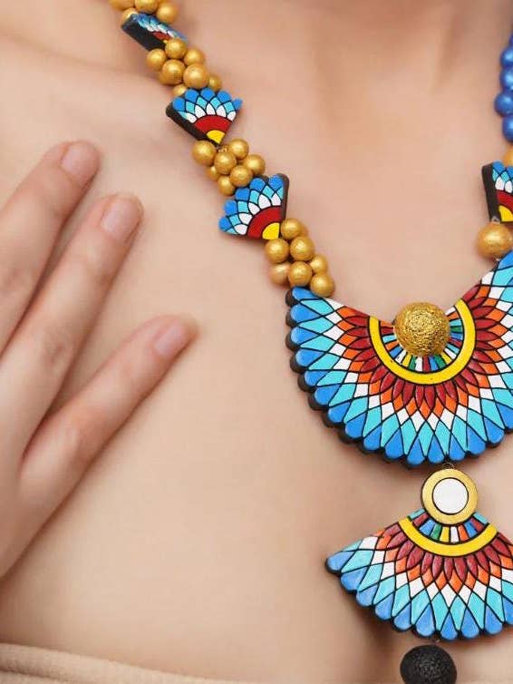 Blue Jewelry Set | Clay Jewelry | Sensu-Inspired Jewelry for wholesale by Cordelia Kraft