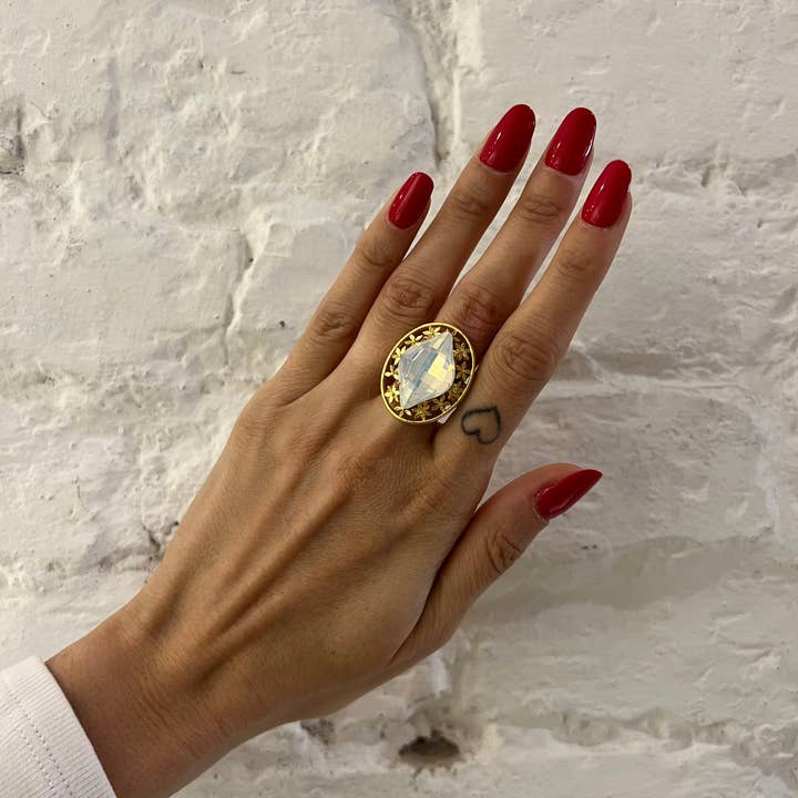 DITTA Alessandra Avallone - Wholesale Cocktail/Statement Ring - Oval Rhinestone Ring1