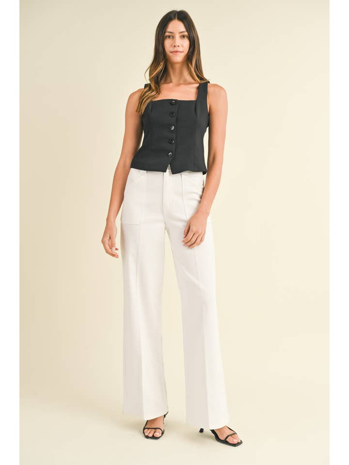 JBD - Wholesale Pants - Women's - DP782 - WHT - Patch Pocket Wide Leg Flare1