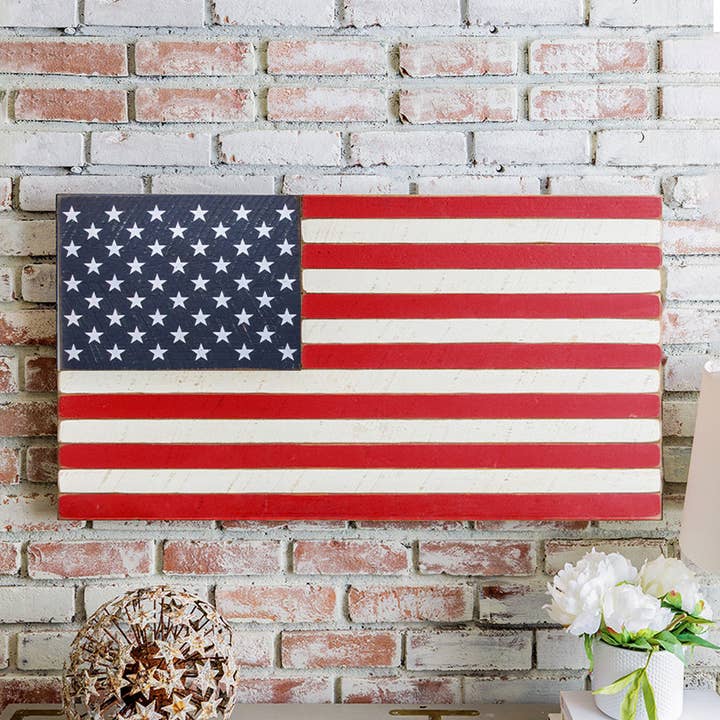 Classic Wooden American Flag for wholesale by Rustic Marlin