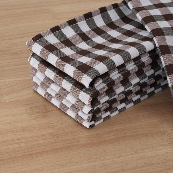SG HOGAR - Wholesale Dinner & Cloth Napkin - Pack of 6 Vichy Brown napkins - 45x45 cm