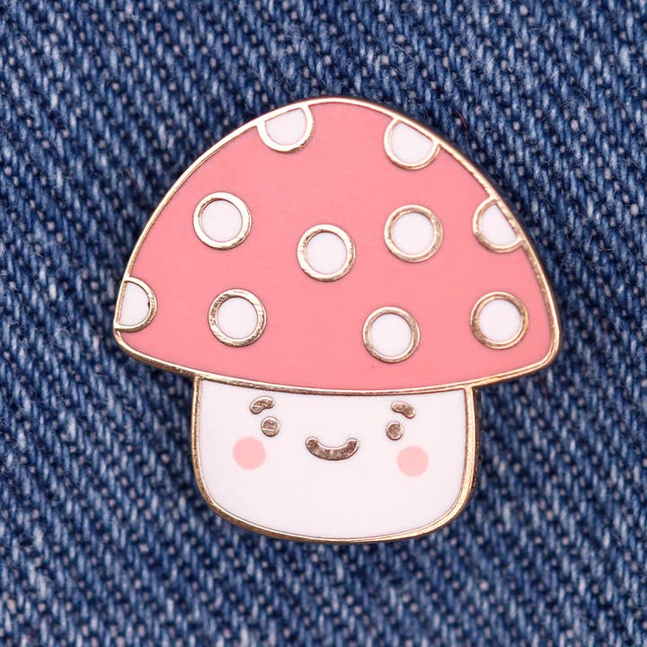 Fluffmallow (Custom duties for USA are pre-paid by us) - Wholesale Lapel Pin/Button - Cute Kawaii Mushroom Enamel Pin5