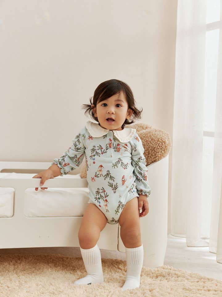 Norsu Organic - Wholesale Bodysuit (Non-Footed) - Baby - Baby Organic Cotton Collar Long sleeve Onesie-Jolly1