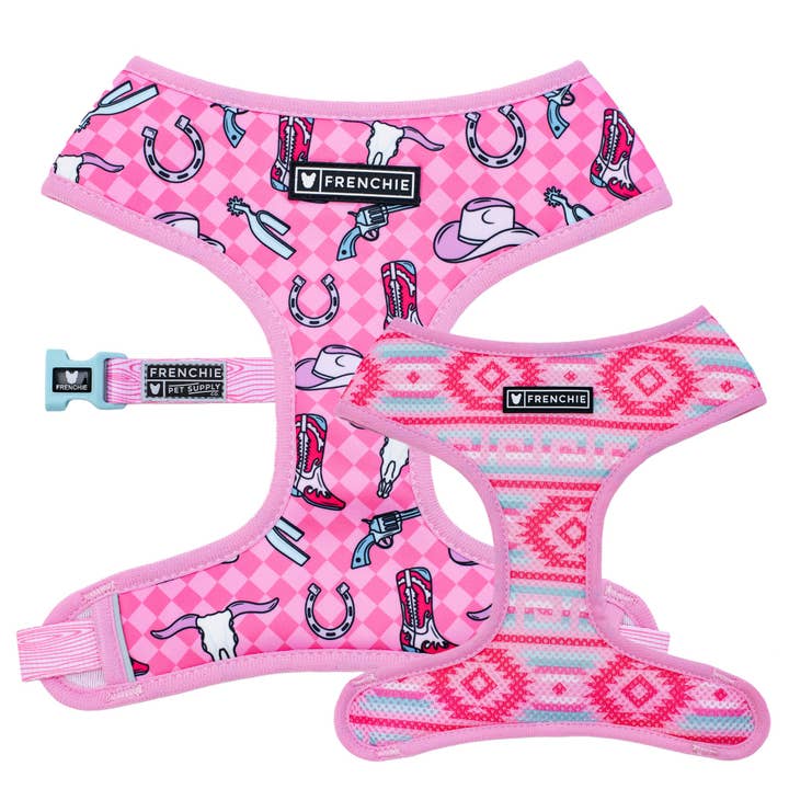 Frenchie - Wholesale Pet Harness - Dog - Frenchie Duo Reversible Harness - Wild West- Pink