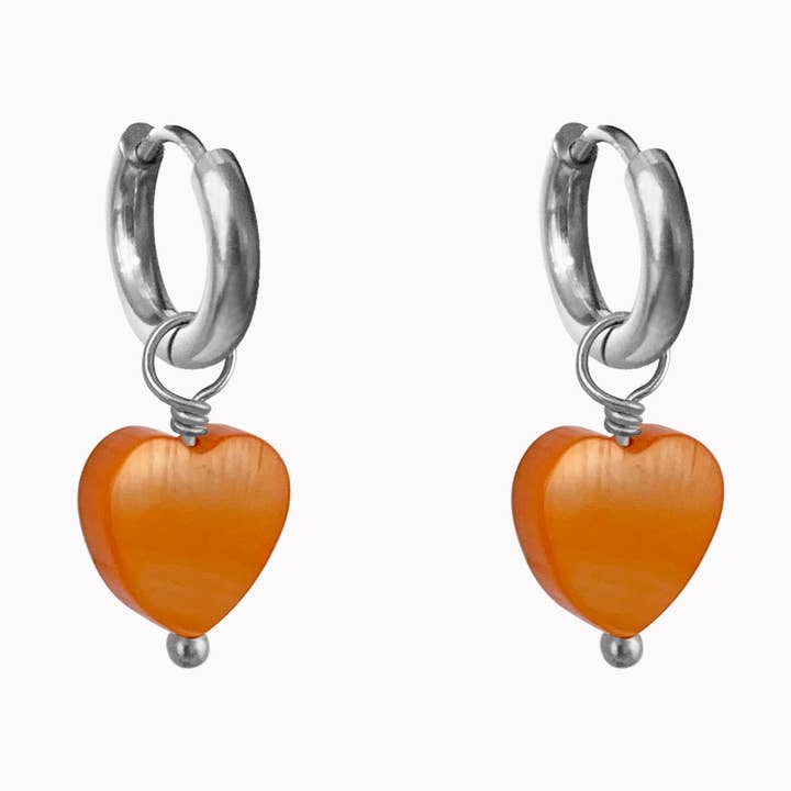 Aros Laranja Coração Prateado por atacado de Don' aparte