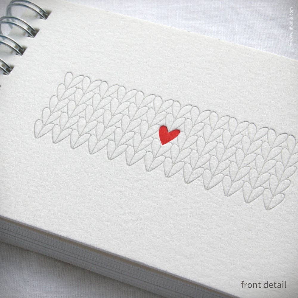Inkello Letterpress - Wholesale Notebook - Heart Knitting Spiral Notebook (#410)1